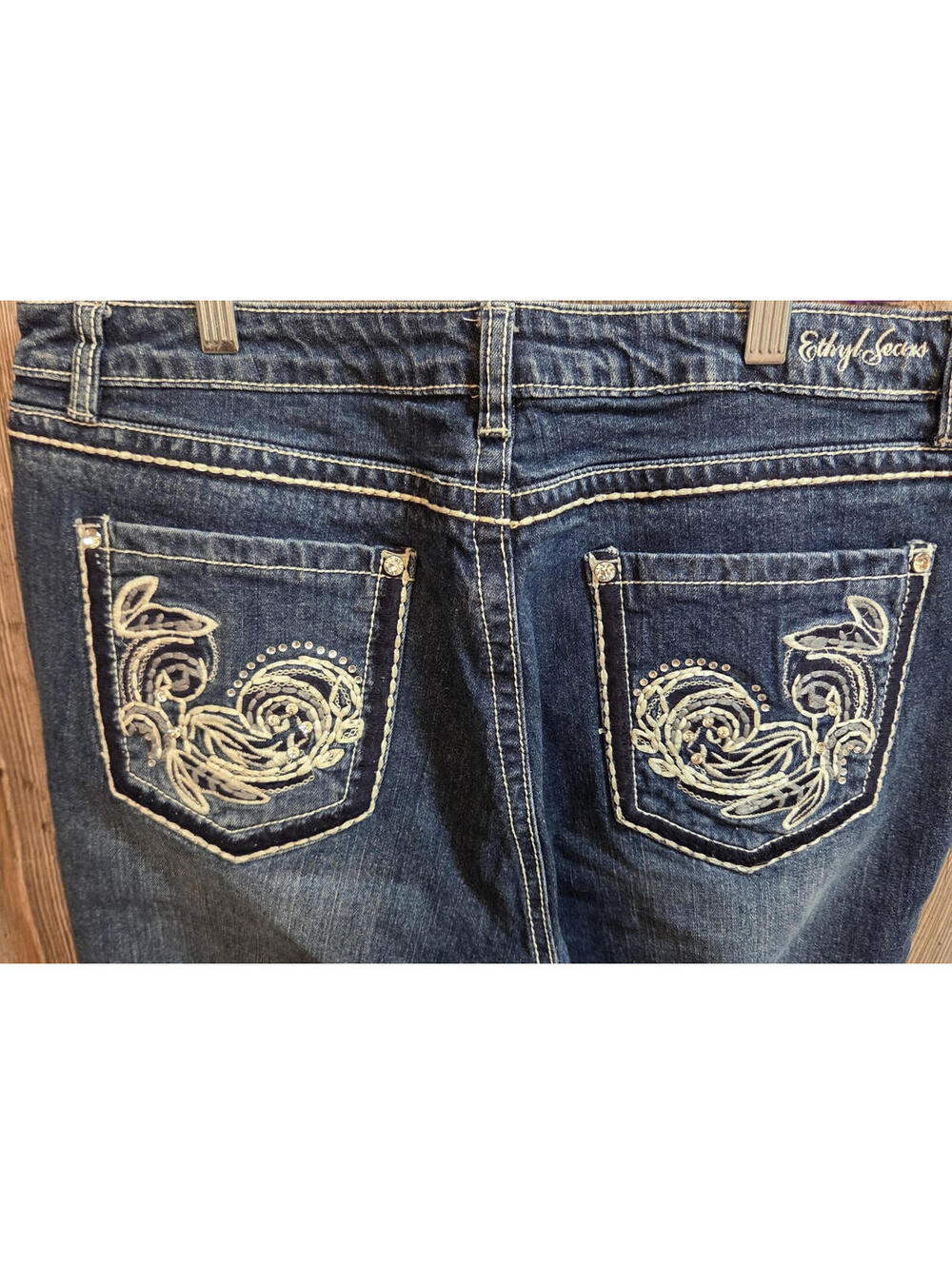 Ethyl Denim Blue Jeans Women Size 16 Short (34x31) Western Rodeo Ranch Paisley - Picture 3 of 7